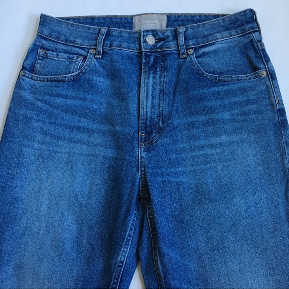 Everlane The Curvy Cheeky Jean Crop High Rise Raw Hem Blue Denim Jeans Size 29 - Picture 6 of 17